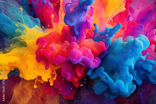 abstract colorful background with drops, paints explosion