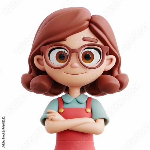 3d render icon of girl teacher cartoon plastic generated AI © siti