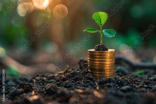 Plant Sprouting from Coins - Financial Growth Concept