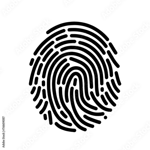 Fingerprint icon Black & white isolated on white background.
