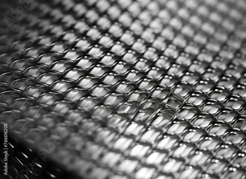 A close up of a metal mesh with some small holes. Generative AI.