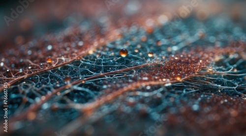 A close up of a plant with water droplets on it. Generative AI. photo