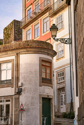 Porto, Portugal. Picturesque steep narrow street in the old town.