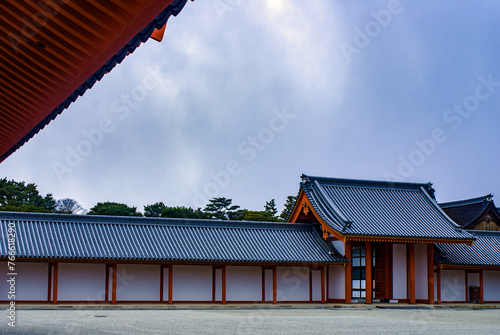 Sunset at the Tranquil Corridor of Kyoto-gosho (Kyoto Imperial Palace) in Springtime, March 2024 photo