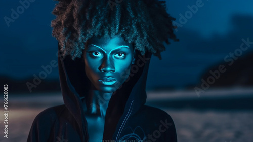 Black alien at the beach photo