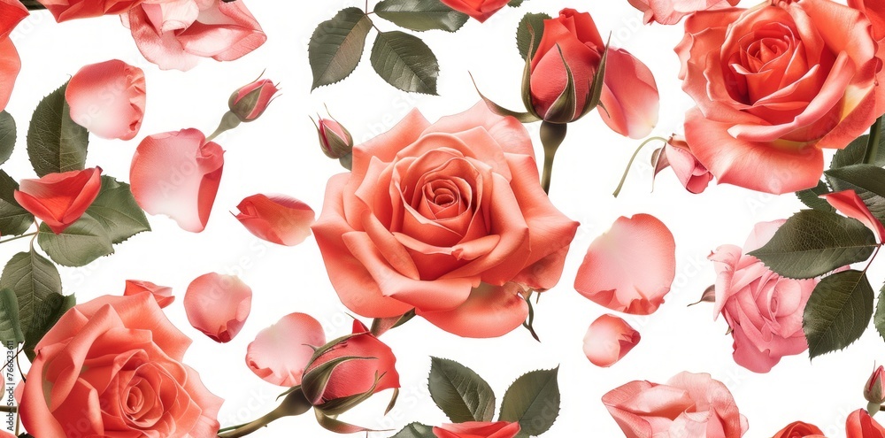 Seamless Realistic Tileable Rose Pattern Visual