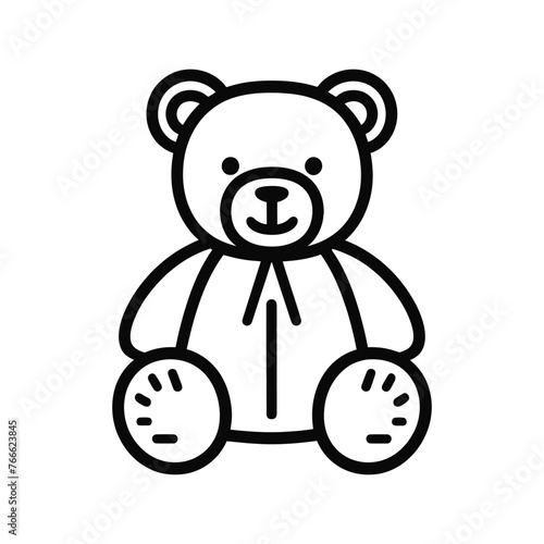 Teddy bear plush toy line art vector icon for apps and websites