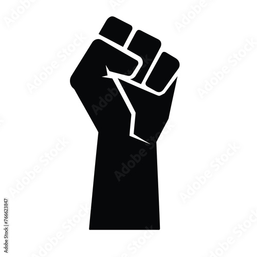 Raised fist - symbol of victory, strength, power and solidarity flat vector icon for apps and websites