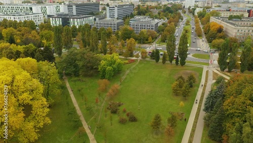 Beautiful Pole Mokotowskie Warsaw Aerial View Poland photo