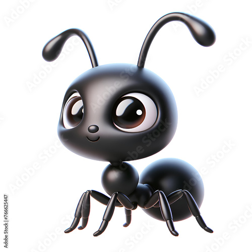 3D cute ant isolated on white background.