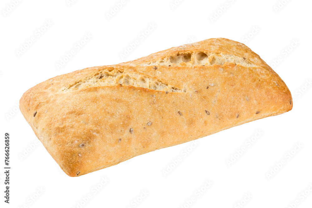 multigrain Ciabatta bread isolated on white background multigrain Ciabatta bread isolated on white background