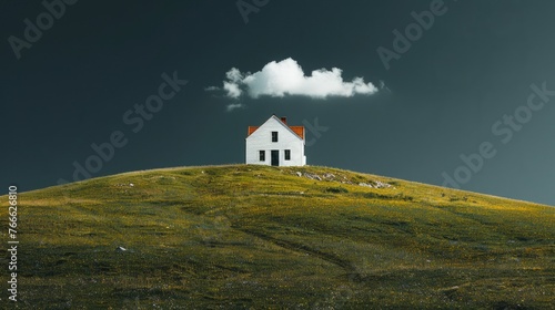 The hill houses under the clouds