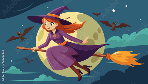 Portrait of a witch in a hat looking in front of her. a magical, mystical event. Concept - Walpurgis Night, Halloween, Sabbath, magic