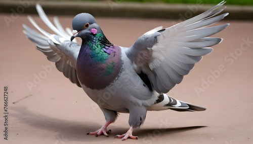 A Pigeon With Its Feathers Ruffled Up In Agitation