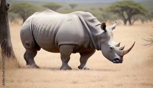 A Rhinoceros In A Safari Setting © Khalid
