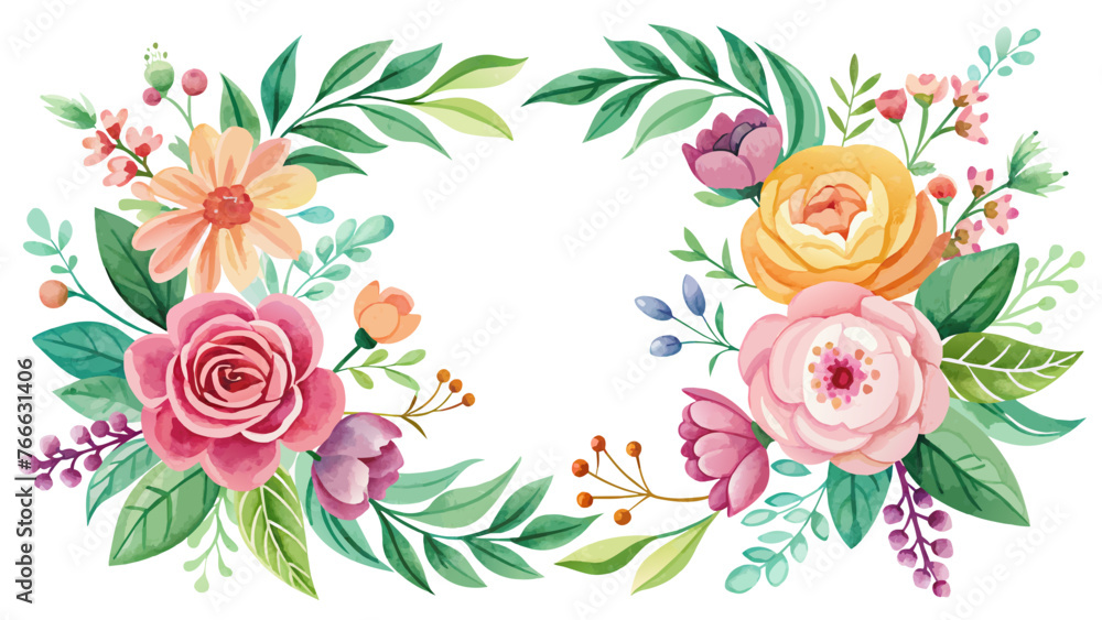 Watercolor Floral Flower Frame Vector Design for Stunning Visuals