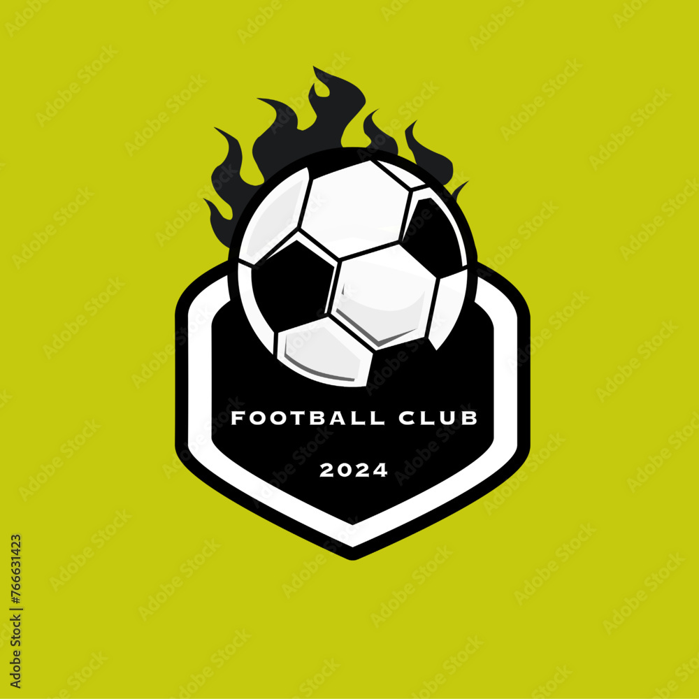 Obraz premium The football club logo depicts a ball and fire which symbolizes courage and invincibility