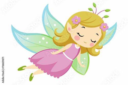 Cute fairy in dress is sleeping vector illustration