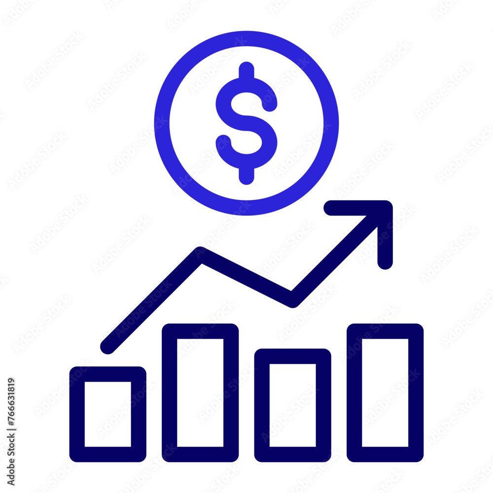 This is the Growth icon from the Finance icon collection with an outline color style This is the Growth icon from the Finance icon collection with an outline color style