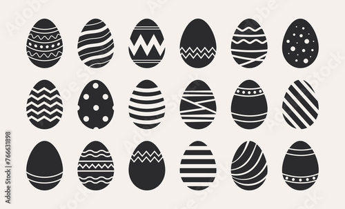 Easter eggs icons. Eggs silhouette. Vector illustration