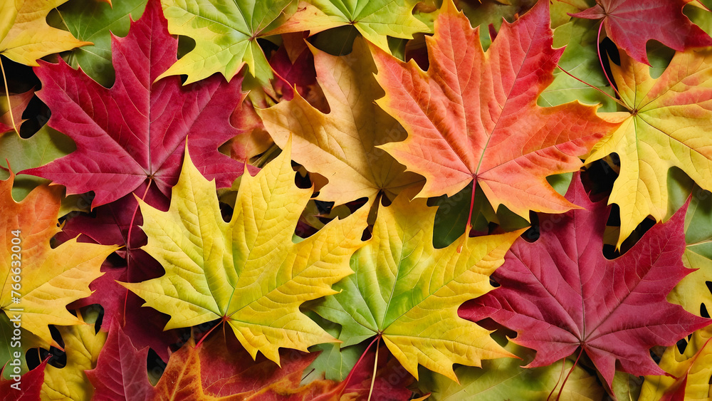 Autumn's Tapestry: A Macro Look at Maple Leaf Texture. generative AI