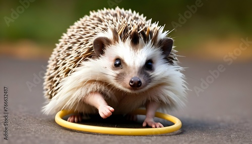 A Hedgehog Playing With A Hula Hoop