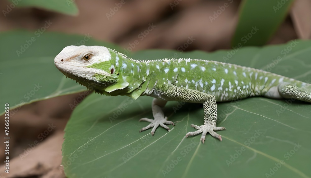 A Lizard With Its Skin Camouflaged Against A Leaf