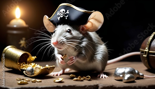 A Rat Wearing A Pirate Hat Searching For Treasure