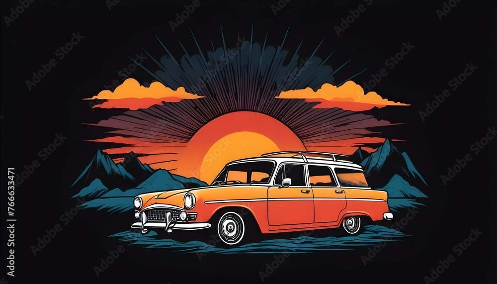 Hues Retro Sunset Style Road Trip Adventure T Upscaled 7
