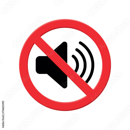 no sound vector sign, mute your phone, sound off, sign of prohibition, flat icon in red crossed out circle