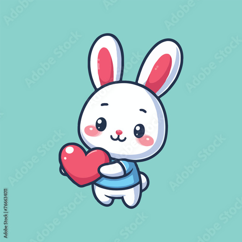 Fototapeta Naklejka Na Ścianę i Meble -  cute rabbit with love cartoon icon illustration concept