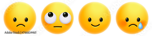 3d render of a sad emoji faces photo