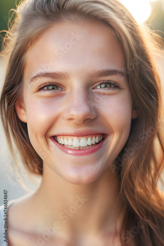 Infectious Joy  A Smiling Woman Radiating Positivity. generative AI