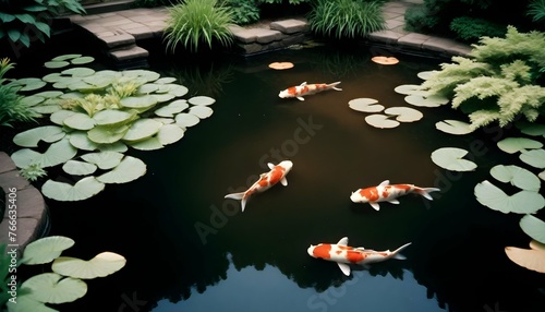 A Colorful Butterfly Gardentranquil Koi Pond Su