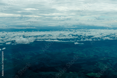 The beautiful nature in Brazilian lands seen from the top of an airplane, in aerial photographs