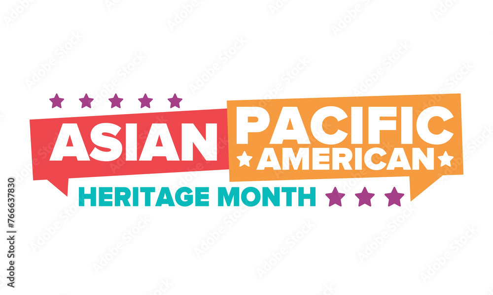 Asian Pacific American Heritage Month. Celebrated in May. It celebrates the culture, traditions and history of Asian Americans and Pacific Islanders in the United States. Poster, card, banner. Vector