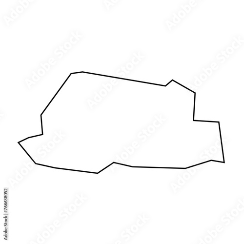 Bhutan country thin black outline silhouette. Simplified map. Vector icon isolated on white background.