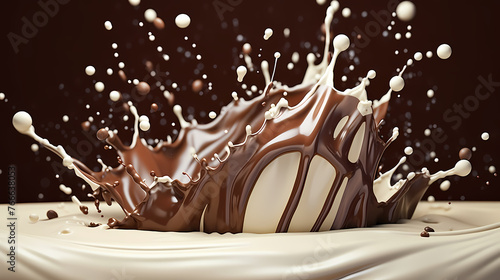 Chocolate and milk texture delicious background splash