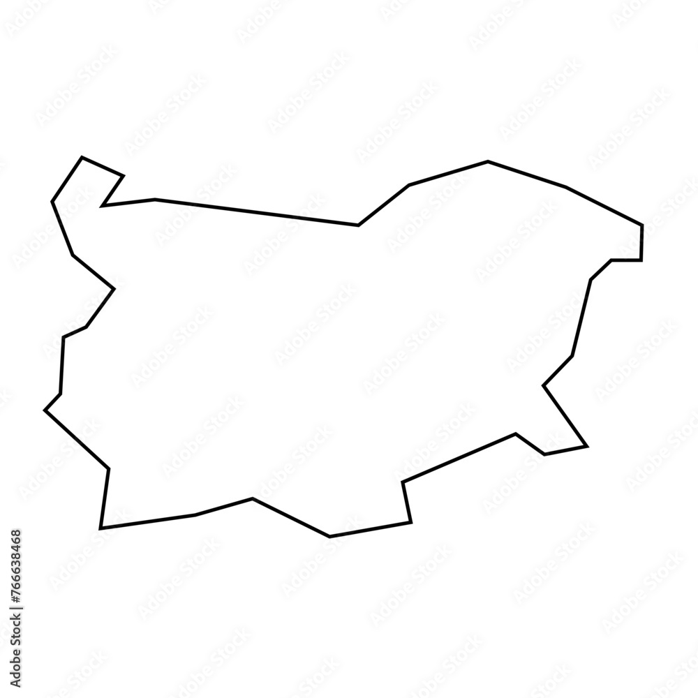 Bulgaria country thin black outline silhouette. Simplified map. Vector icon isolated on white background. Bulgaria country thin black outline silhouette. Simplified map. Vector icon isolated on white background.