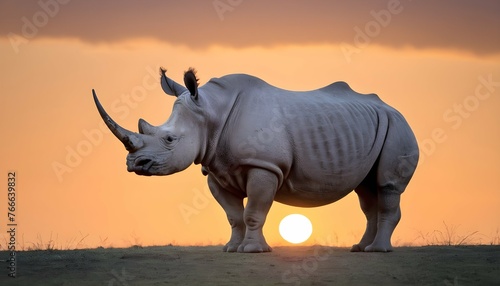 A Rhinoceros With A Sunrise Backdrop © Kara