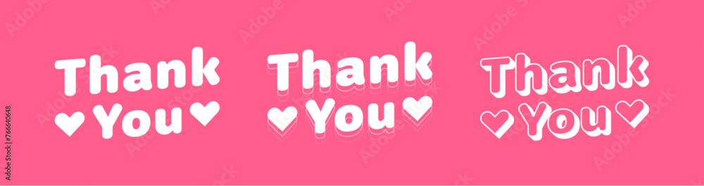 Thank You lettering with heart. Text inscription in geometric style. Design concept for card, stickers, labels, postcards. Vector illustration Thank You lettering with heart. Text inscription in geometric style. Design concept for card, stickers, labels, postcards. Vector illustration