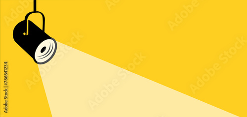 hanging spotlight casting a beam of light - vector illustration, vector background