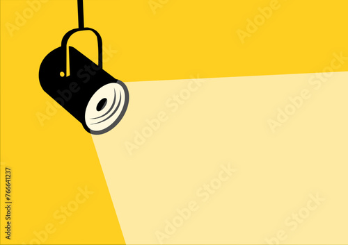 hanging spotlight casting a beam of light - vector illustration, vector background
