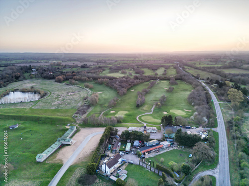 Aerial View of British Road and Traffic at Thornhill park Oxford, England UK photo