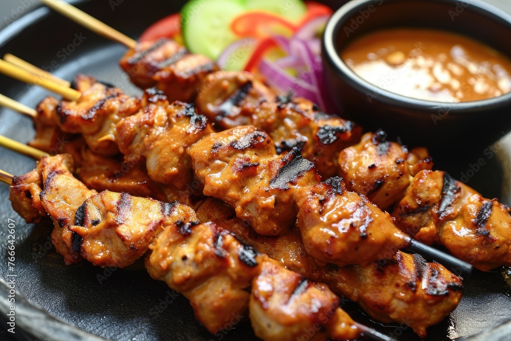 Indulge in the Savory Delights of Malaysian Satay Skewers, Perfected with Irresistible Peanut Sauce.