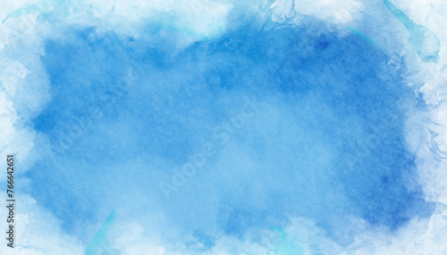 blue watercolor background texture, abstract painted white clouds with pastel blue border grunge © Uuganbayar