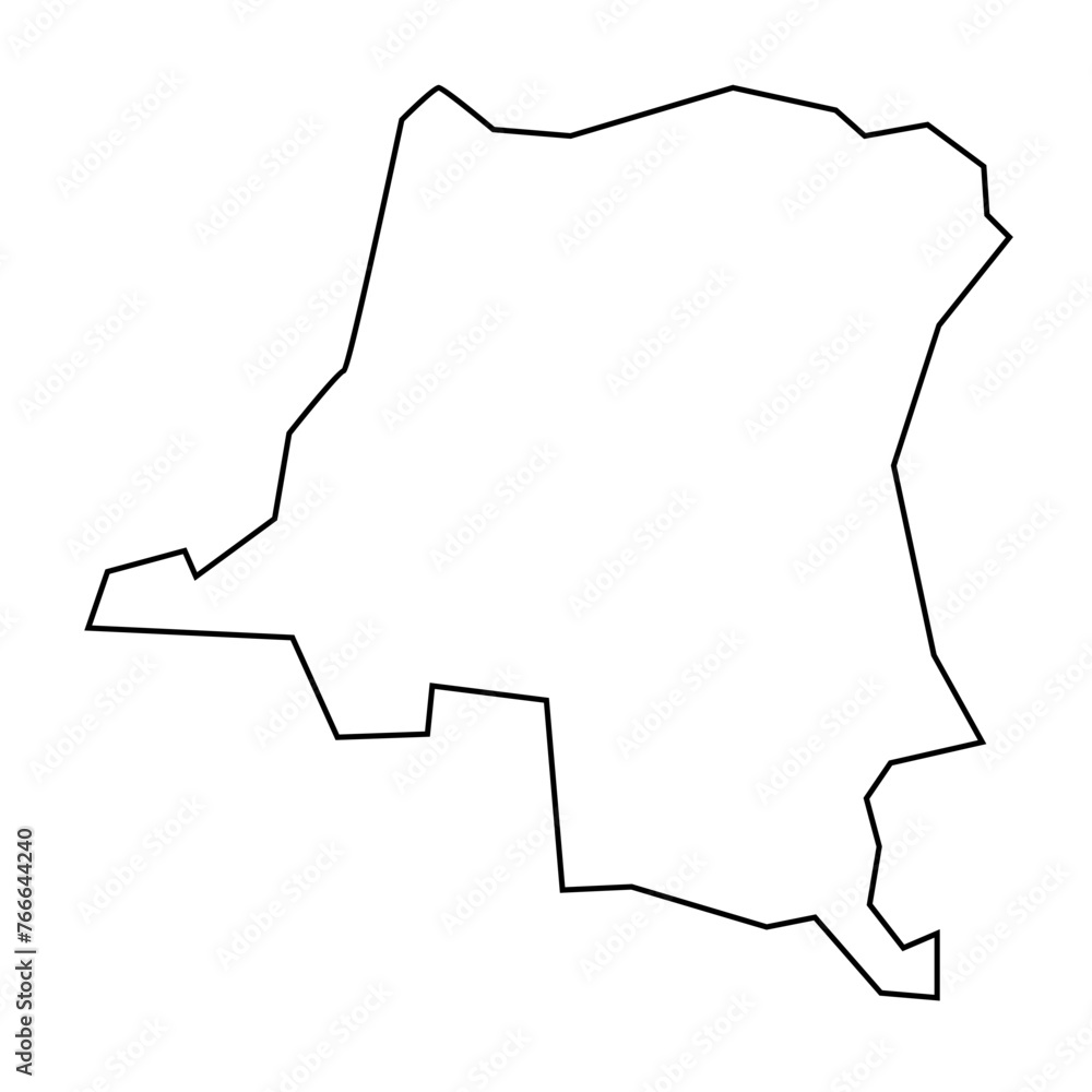 Democratic Republic of the Congo country thin black outline silhouette ...