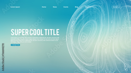 Landing page abstract design with sphere element. Template for website or app.