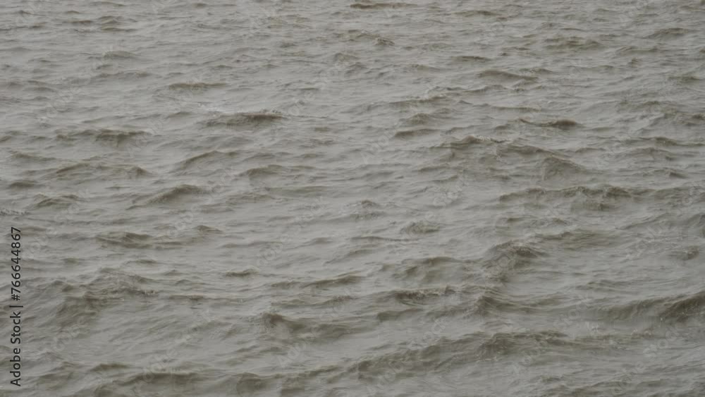 River flowing close up on windy day