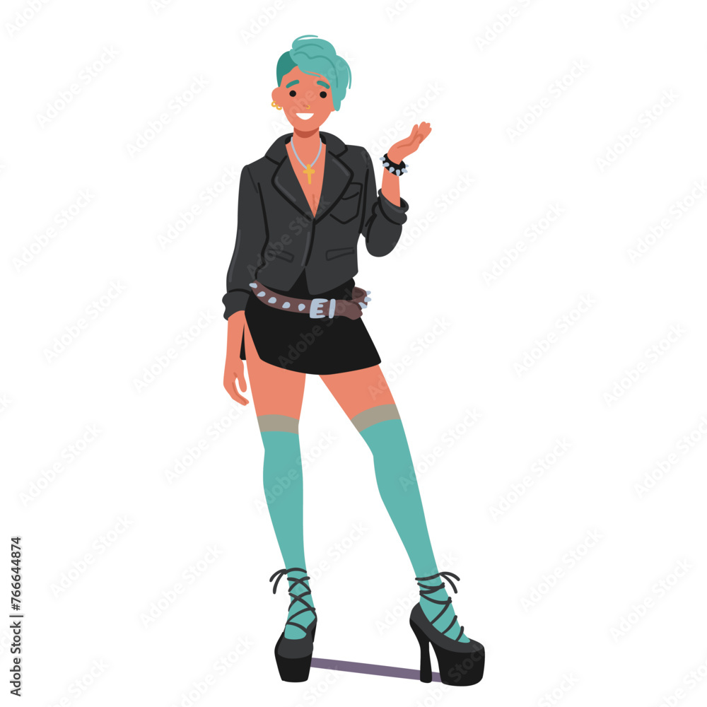 Punk Woman Subculture, Bold Rebellious Fashion, Vibrant Hair And Diy Attitude. Embracing Nonconformity, Challenge Norms Punk Woman Subculture, Bold Rebellious Fashion, Vibrant Hair And Diy Attitude. Embracing Nonconformity, Challenge Norms